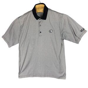 Vintage Slazenger Polo Shirt Men L Black & White Striped Gator Kreek Golf Course